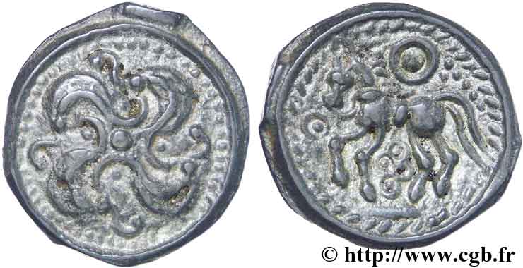 GALLIA BELGICA - SUESSIONES (Regione de Soissons) Potin au swastika AU