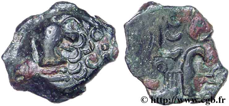 GALLIA BELGICA - MELDI (Regione di Meaux) Bronze à l’aigle et au sanglier, classe III XF/VF