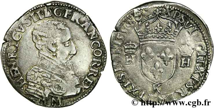 FRANCIS II. COINAGE AT THE NAME OF HENRY II Teston à la tête nue, 3e type 1559 Bordeaux fVZ/SS