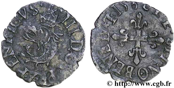 HENRI III Liard du Dauphiné, 1er type 1582 Grenoble TTB