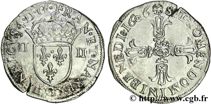 HENRI IV LE GRAND Quart d écu, écu de face, 2e type 1606 Poitiers TTB