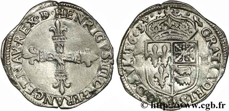 HENRY IV Quart d écu de Béarn 1603 Morlaàs AU