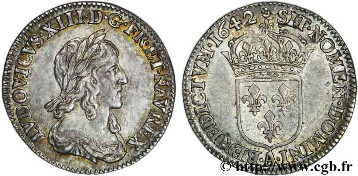 LOUIS XIII  Douzième d écu, buste drapé et cuirassé (2e buste de Jean Warin) 1642 Paris, Monnaie de Matignon q.SPL/SPL