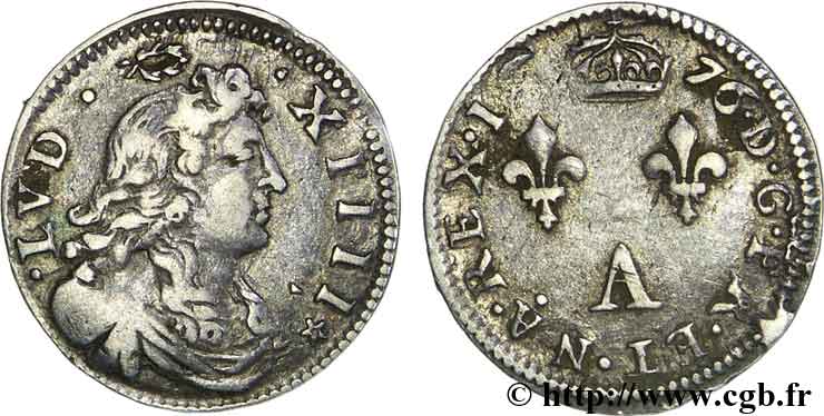 LOUIS XIV LE GRAND OU LE ROI SOLEIL Deux sols dits  des traitants  1676 Paris TTB