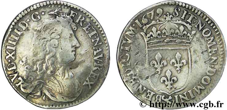 LOUIS XIV  THE SUN KING  Douzième d écu à la cravate 1679 Aix-en-Provence VF