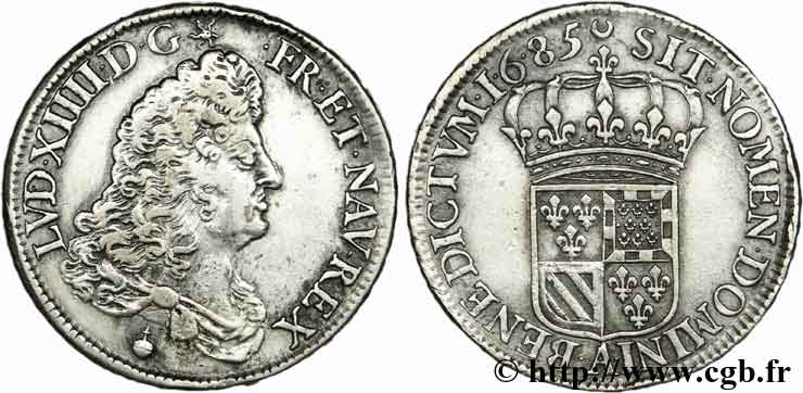 LOUIS XIV LE GRAND OU LE ROI SOLEIL Demi-écu de Flandre 1685 Paris TTB/TTB+