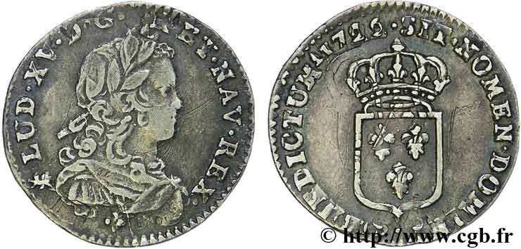 LOUIS XV DIT LE BIEN AIMÉ Douzième d écu dit  de France   1722 Nantes TTB