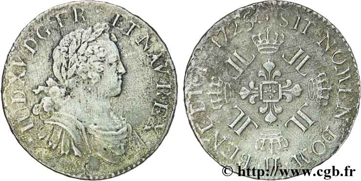 LOUIS XV DIT LE BIEN AIMÉ Écu dit  aux huit L  1725 La Rochelle TB