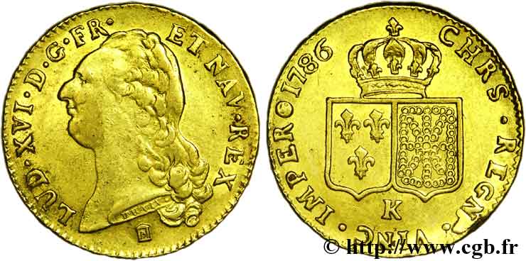 LOUIS XVI Double louis d’or aux écus accolés 1786 Bordeaux XF/AU