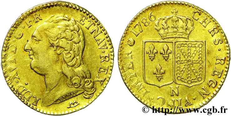 LOUIS XVI Louis d or aux écus accolés 1786 Montpellier XF/AU