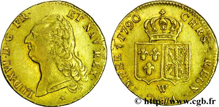 LOUIS XVI Double louis d’or aux écus accolés 1790 Lille TTB