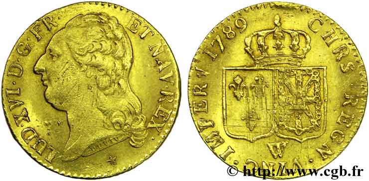 LOUIS XVI Louis d or aux écus accolés 1789 Lille AU/AU