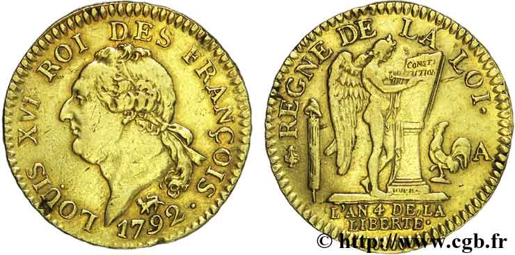 LOUIS XVI Louis d’or au génie 1792 Paris BB/q.SPL