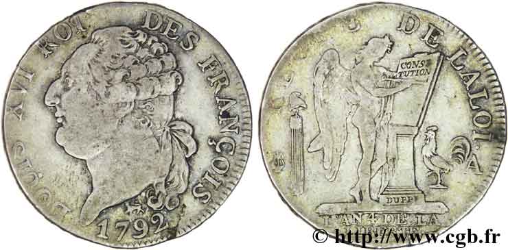 LOUIS XVI Demi-écu dit  au génie , type FRANÇOIS 1792 Paris fSS