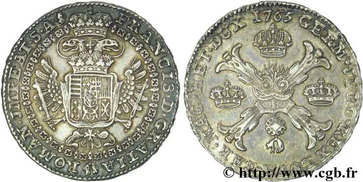 AUSTRIAN NETHERLANDS - DUCHY OF BRABANT - FRANCIS I OF LORRAINE Kronenthaler ou couronne d argent 1765 Bruxelles, tête d ange AU