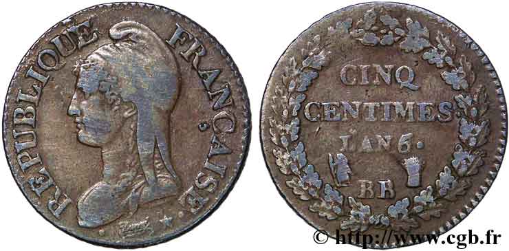 Cinq centimes Dupré, grand module 1798 Strasbourg F.115/38 MBC 