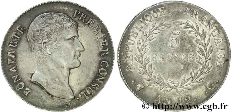 5 francs Bonaparte Premier consul 1804 Perpignan F.301/23 AU 