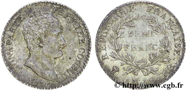 Demi-franc Bonaparte Premier consul 1804 Strasbourg F.173/3 AU 