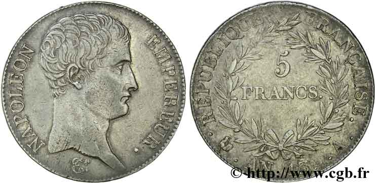 5 francs Napoléon empereur, calendrier révolutionnaire 1805 Paris F.303/2 TTB 
