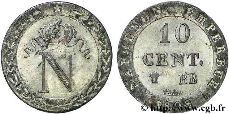 10 cent. à l N couronnée 1808 Strasbourg F.130/4 SUP 