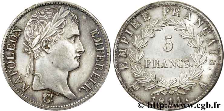 5 francs Napoléon Empereur, Empire français 1811 Paris F.307/27 SUP 