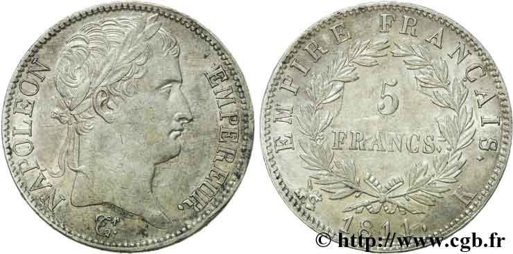 5 francs Napoléon empereur, Empire français 1811 Bordeaux F.307/33 BB 