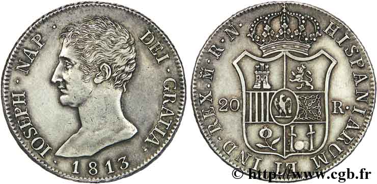 20 reales, 2e type 1813 Madrid VG.2068  EBC 