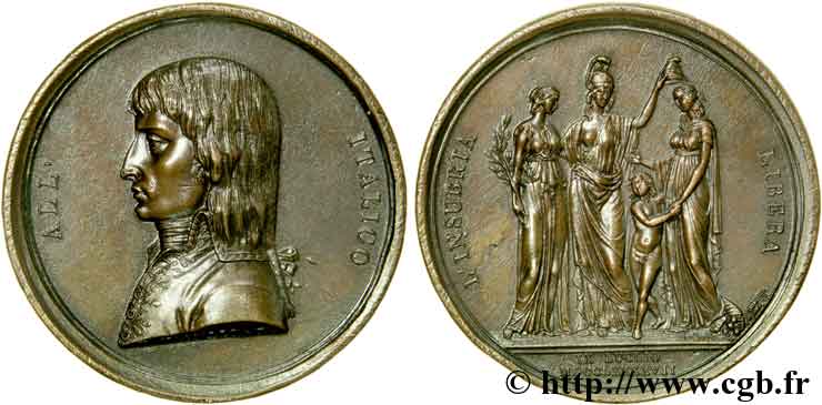 ITALIE - RÉPUBLIQUE CISALPINE Médaille BR 48, Fondation de la République Cisalpine, 9 juillet 1797 SUP
