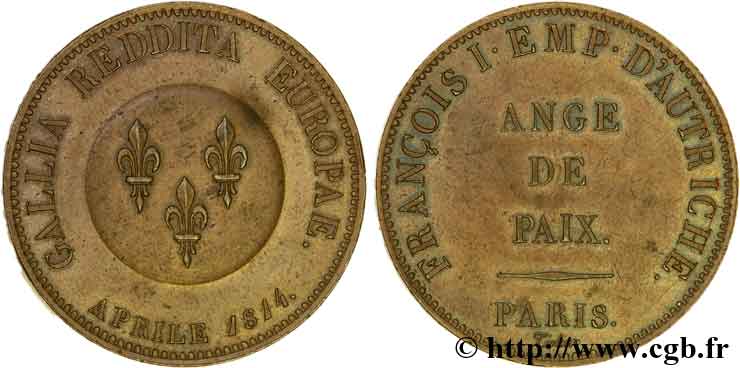Ange de Paix, module de 5 francs pour François Ier d’Autriche 1814 Paris VG.2355  SUP 