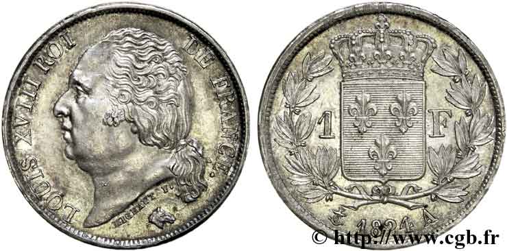 1 franc Louis XVIII 1824 Paris F.206/56 VZ 