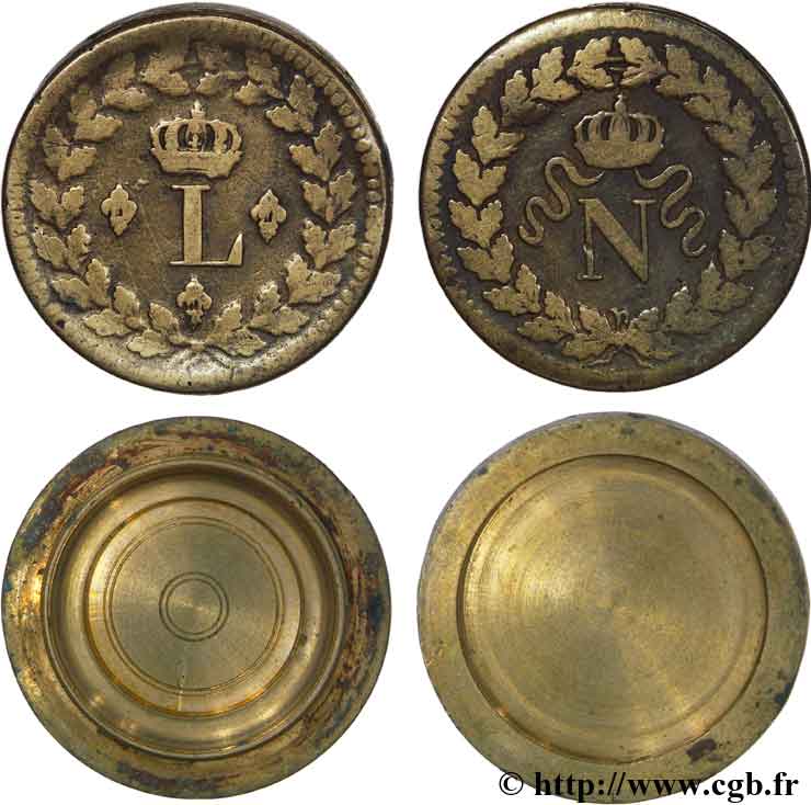 Un décime à l’L couronnée, transformé en boîte de forçat n.d. Strasbourg F.131 et 132 (avers)  TB 