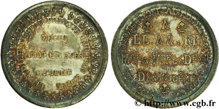 Monnaie de visite de la Monnaie de Limoges par le duc et la duchesse d Angoulême 1815 Limoges VG.2375  SPL 
