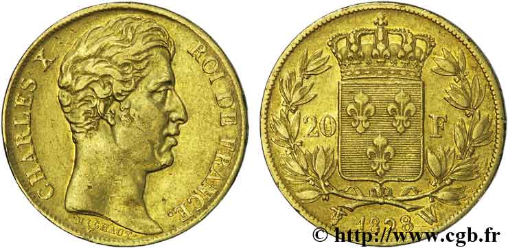 20 francs Charles X 1828 Lille F.521/4 XF 