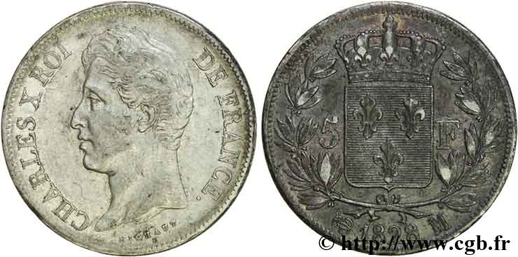 5 francs Charles X, 2e type 1828 Toulouse F.311/22 SS 