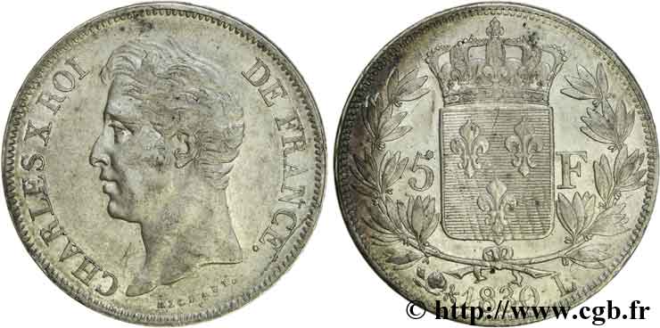 5 francs Charles X, 2e type 1830 Bayonne F.311/47 MBC 