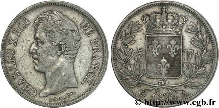 5 francs, 2e type, tranche en relief 1830 Paris F.312/1 XF 