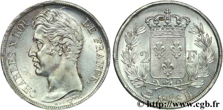 2 francs Charles X 1826 Lyon F.258/15 MS 