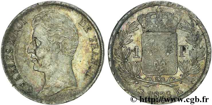 1 franc Charles X 1828 Bordeaux F.207A/7 AU 