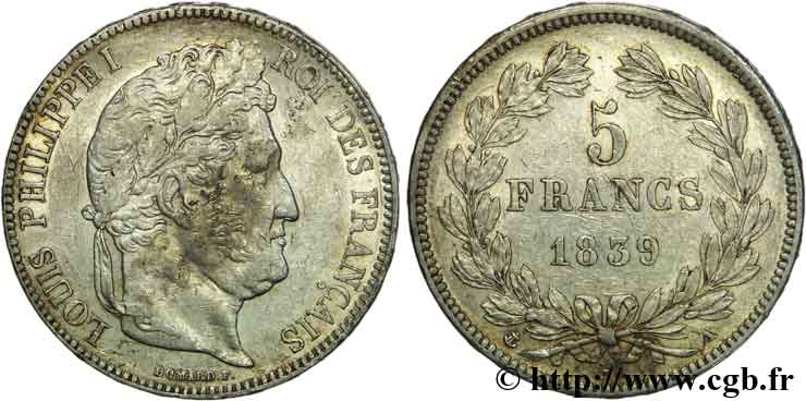 5 francs, IIe type Domard 1839 Paris F.324/75 AU 