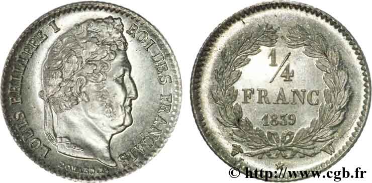 1/4 franc Louis-Philippe 1839 Lille F.166/79 EBC 