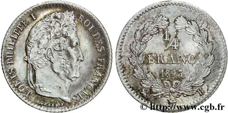 1/4 franc Louis-Philippe 1843 Rouen F.166/94 EBC 