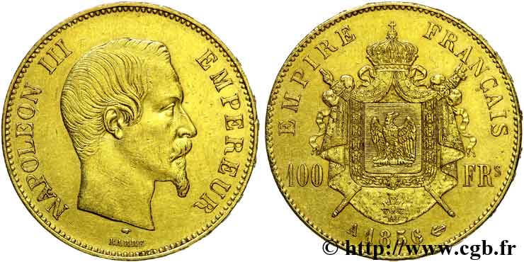 100 francs or Napoléon III, tête nue 1856 Paris F.550/3 TTB 