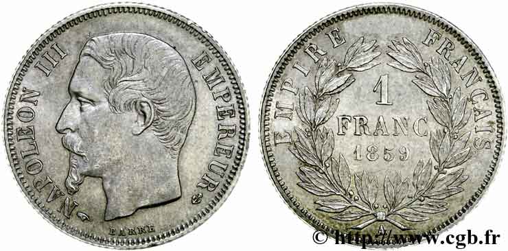 1 franc Napoléon III, tête nue  1859 Paris F.214/12 VZ 