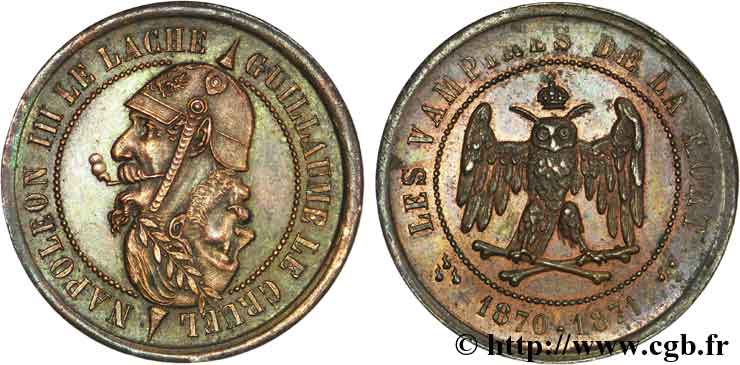 Monnaie satirique, module de 5 centimes 1870  Coll.-  SUP 