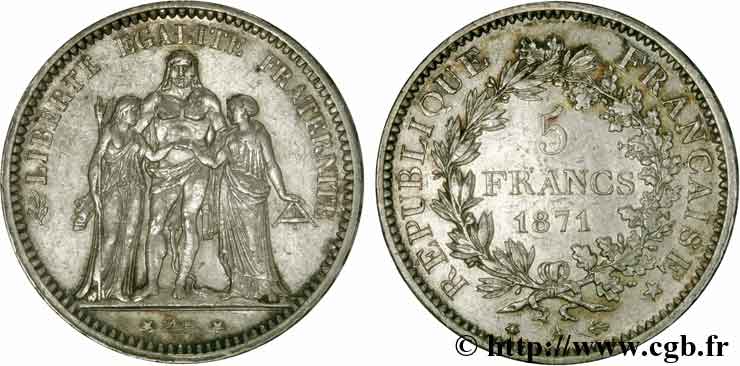 5 francs Hercule 1871 Paris F.334/2 TTB 