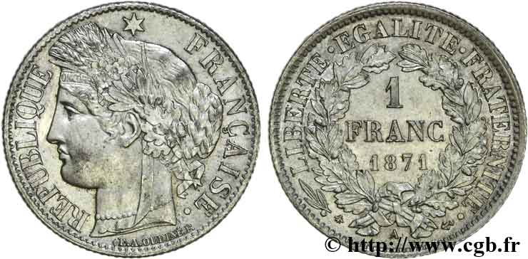 1 franc Cérès 1871 Paris F.216/2 EBC 