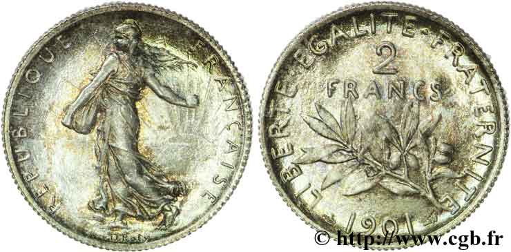 2 francs Semeuse 1901 Paris F.266/6 VZ 