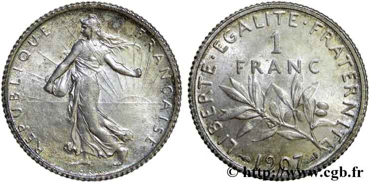 1 franc Semeuse 1907 Paris F.217/12 SUP 