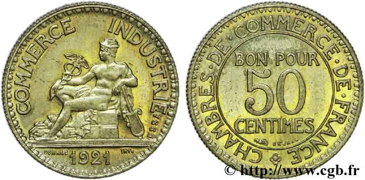 Essai de 50 centimes, Chambres de Commerce 1921 Paris F.191/2 SUP 