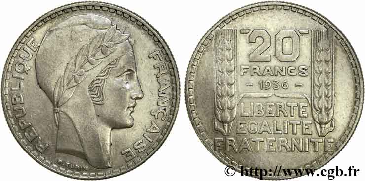 20 francs Turin 1936 Paris F.400/7 MBC 
